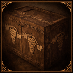 Holzschrank mit Weinreben und keltischem Muster